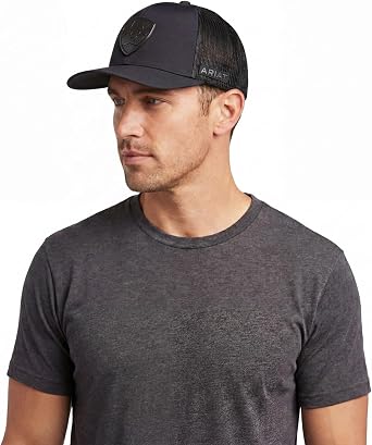 ARIAT Men's Metal Shield Baseball Cap, Snapback, Structured, Mesh Back