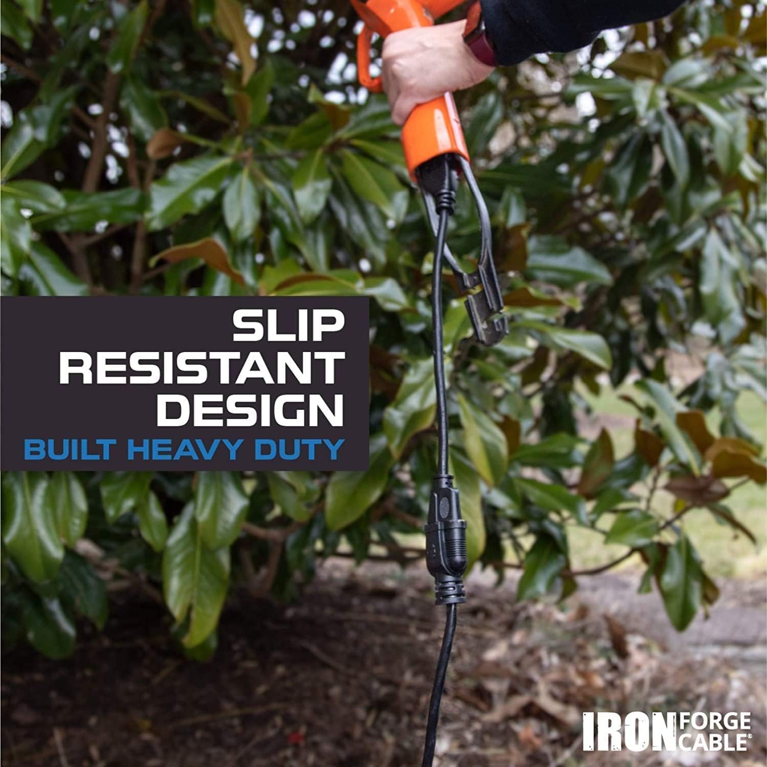 Iron Forge Cable 12 Gauge Outdoor Extension Cord 10 Ft, SJTOW 12/3 Heavy Duty Extension Cord 3 Prong, Oil Resistant & Flame Retardant - Lighted End