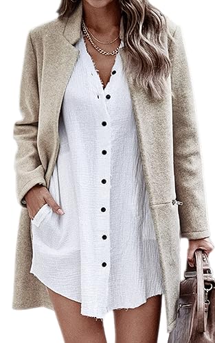 Women’s Coat, Long Sleeve Stand Collar Cardigan Mid-Long Open Front