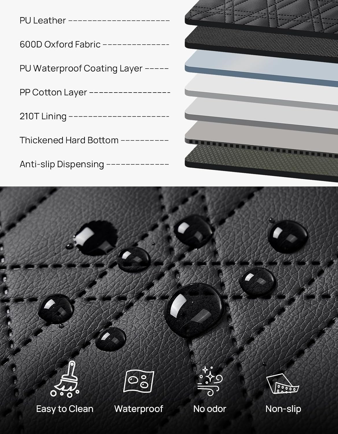 JOYTUTUS Back Seat Extender for Dogs, PU Leather Dog Car Seat Cover for Back Seat with Hard Bottom, Dog Hammock with Mesh Window, Dog Car Seat Cover for Sedans SUVs Small Trucks, Holds 440 lbs