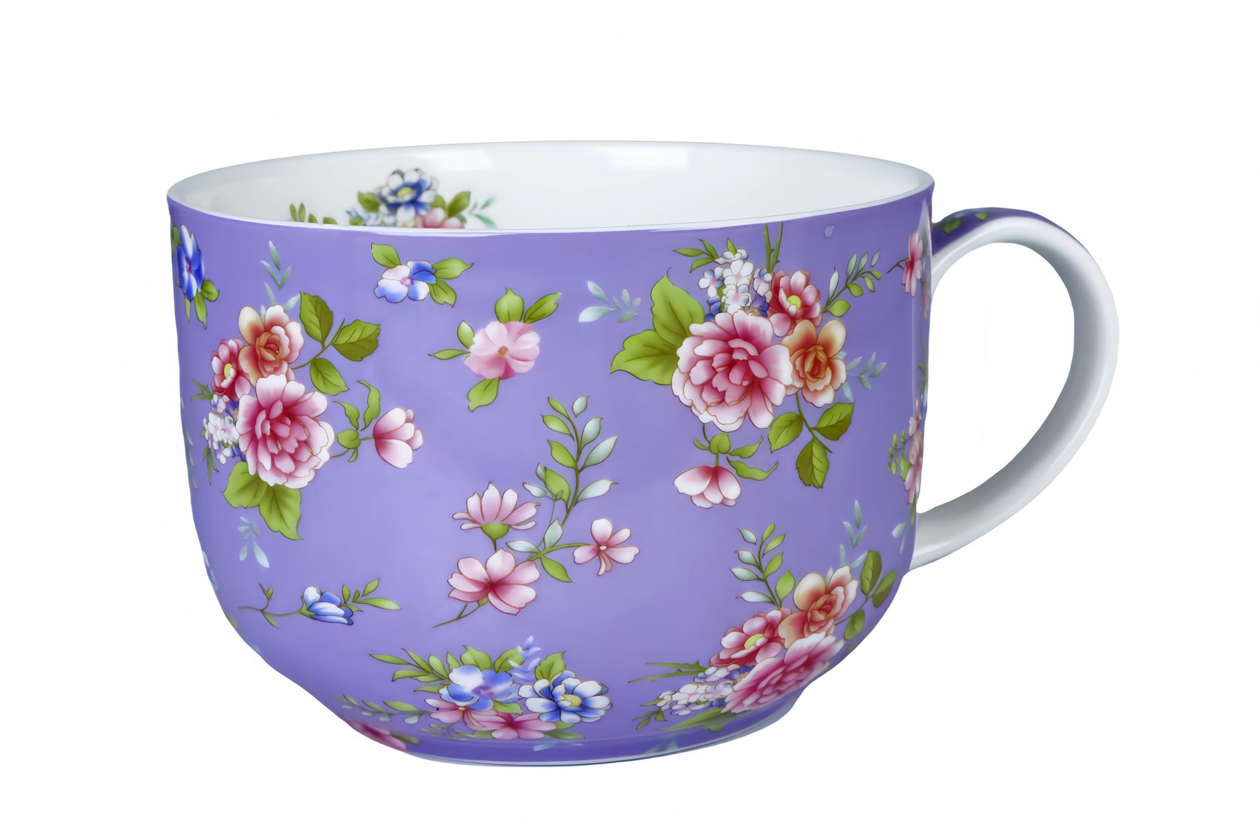 Large 24oz Heart Pattern Bone China Coffee Cup with Handle, Microwave & Dishwasher Safe, Perfect for Coffee, Soup, Cereal, Gift