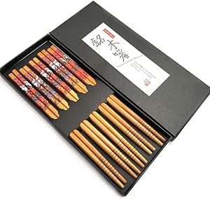 Ätpinnar, 5 par återanvändbara ätpinnar i trä i japansk stil och design, personliga japanska eller kinesiska ätpinnar, kit för sushitillverkning, bambu, dukningsartiklar, köksartiklar