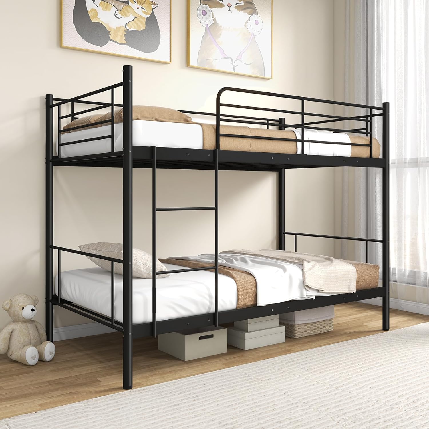 Giantex Metal Bunk Bed, Twin Over Twin Bunk Bed with Ladder and Safety