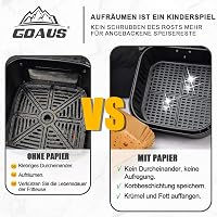 GOAUS Sütőpapír Forrólevegős Fritőzhöz 4,5-8L, 125 db Légkeveréses Sütő Papírtálka 20-24 cm Ninja Cosori Tefal Philips XL XXL 4