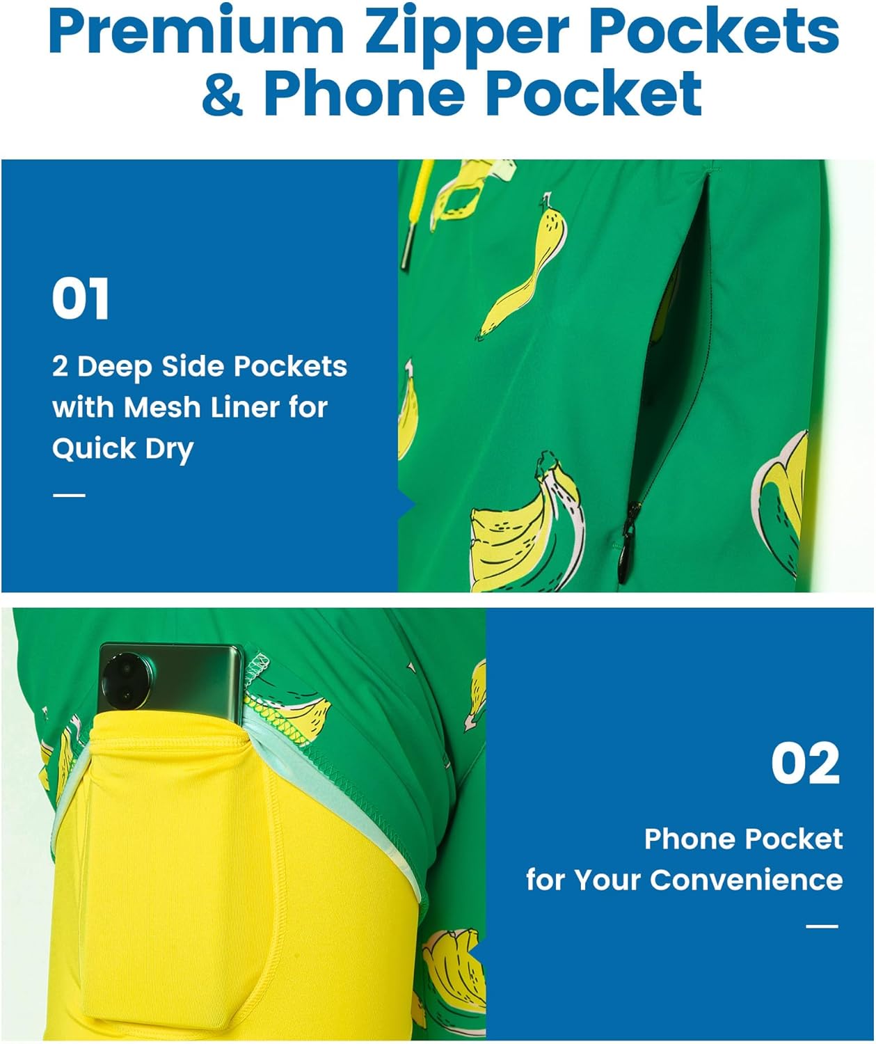 maamgic 2 in 1 Mens Swim Trunks 7 Inch Swim Shorts Swim Suits Board Shorts - Image 4