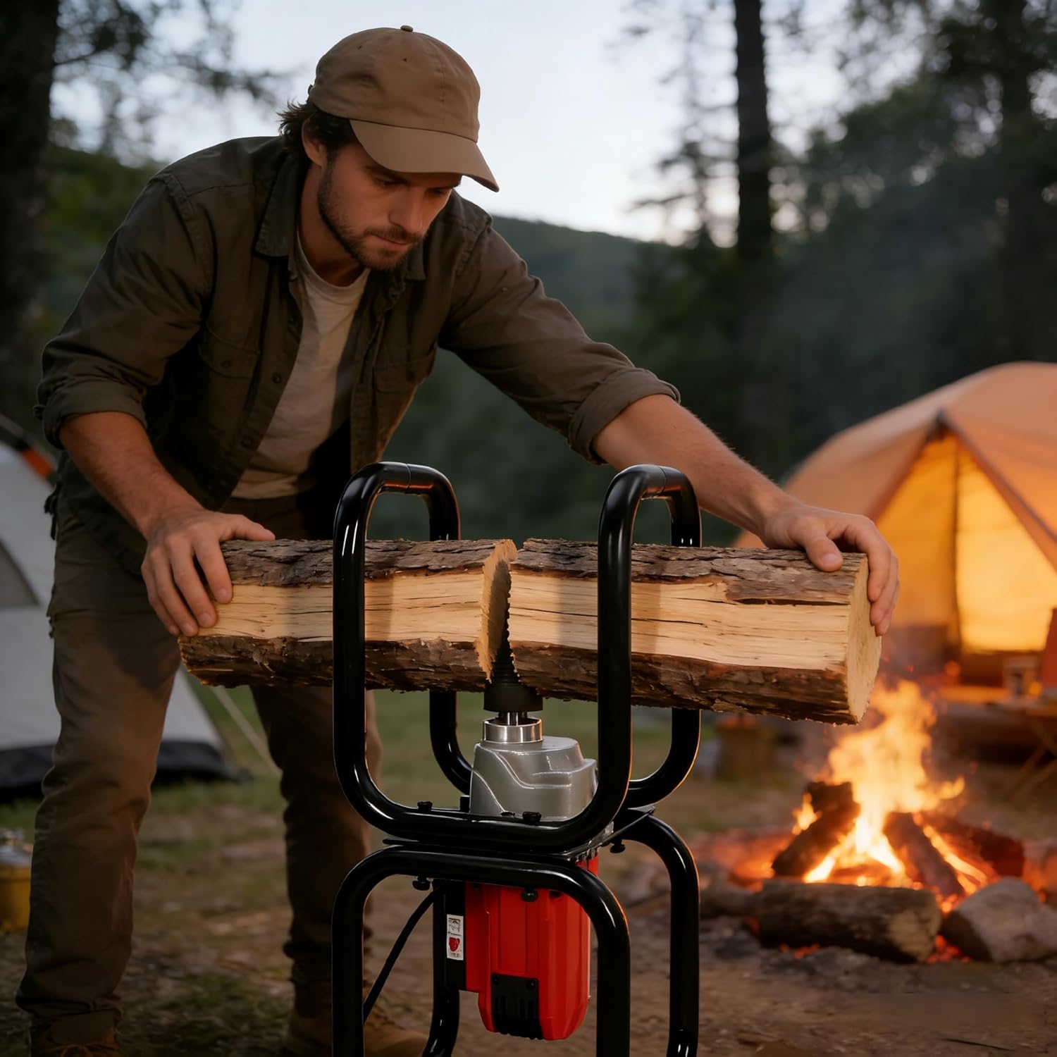 Electric Log Splitter, 3.3KW Automatic Wood Splitting Wedge Machine, Electric Firewood Splitting Machine, Can Split Up to 9.45 inches in Diameter, for Wood Mills, Firewood Splitting