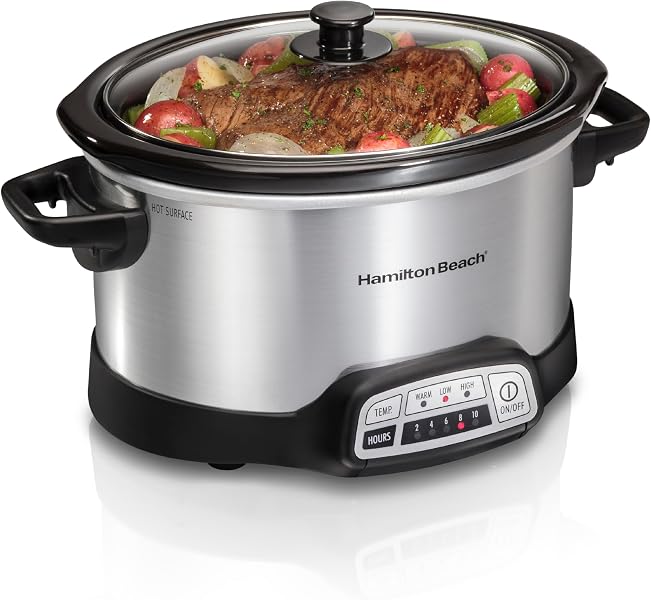 Hamilton Beach Set and Forget 4 quart programmable slow cooker in silver