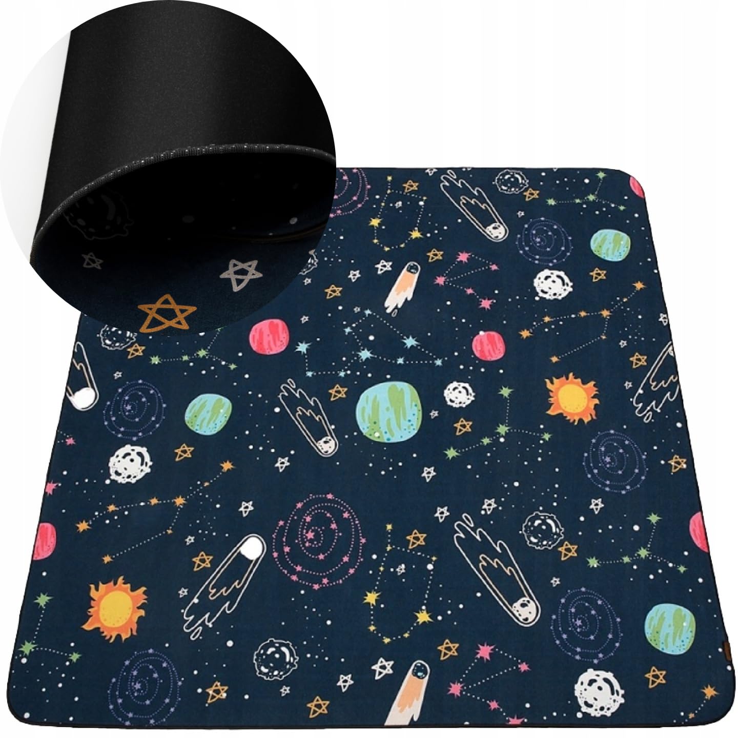 HAMUR HOME Alfombra Antideslizante De Juegos para Bebés - Alfombra De Bebé para Niños 150 X 150 Cm - Ideal para Habitaciones Infantiles Salas De Juegos Y Lavadoras - Carpeta Infantil Lavable (Space)