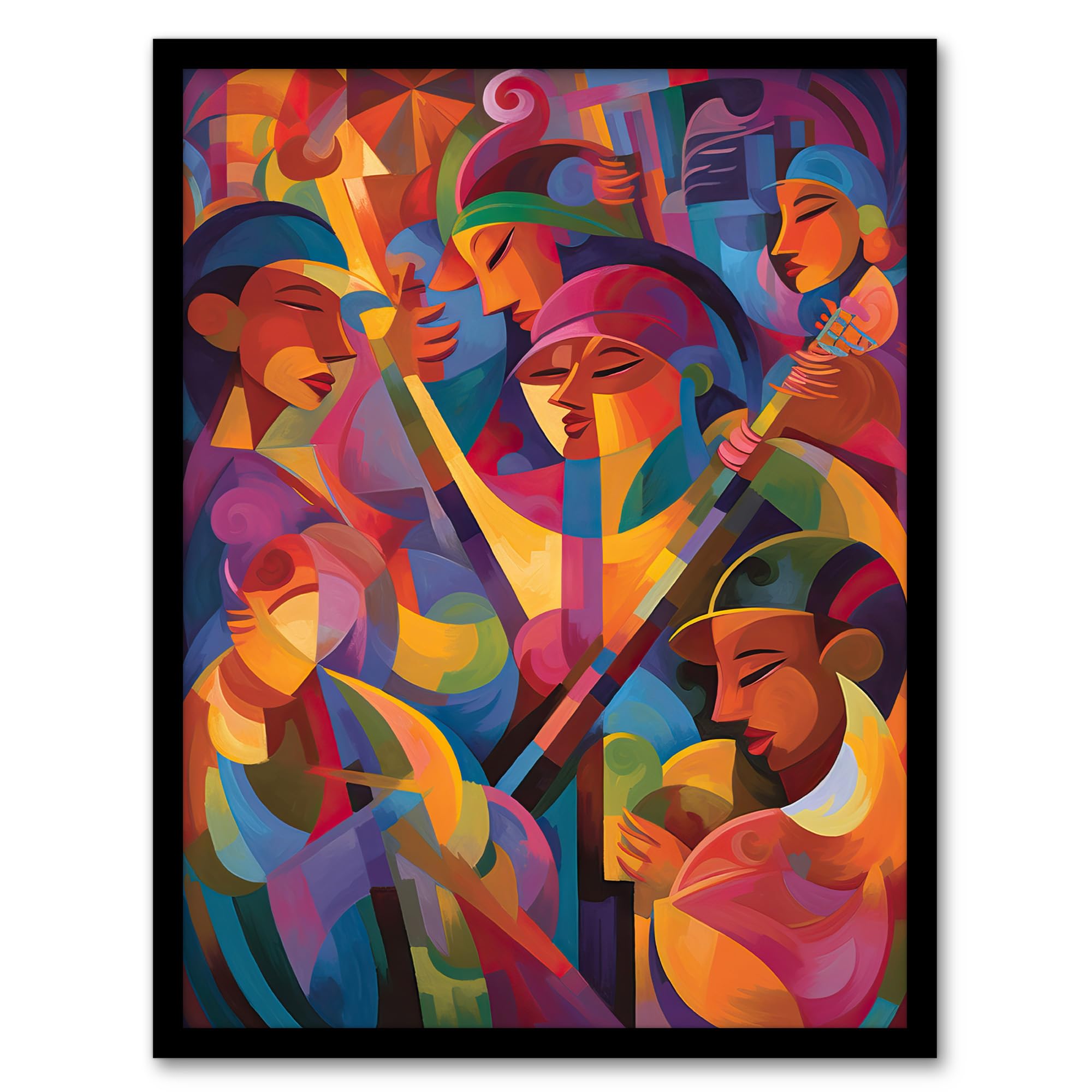Artery8 Abstract Latino Pop Festival Dance Music South America Colourful Bright Bold Painting Rhythm Body Energy Theatre Arts Artwork Artwork Framed Wall Art Print A4