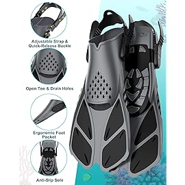 Viginsul Mask Fins Snorkeling Gear for Adults, Full Face Snorkel Mask & Adjustable Swim Fins Snorkel Set, Panoramic View Snorkel Mask Dry Top Anti-Fog Anti-Leak