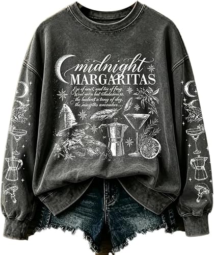 SamLng Witch Sweatshirt Crew Neck Long Sleeve Relaxed Fit Pu