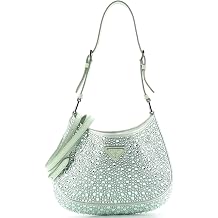 Pre-Loved Cleo Shoulder Bag Crystal Embellished Satin Small, Green