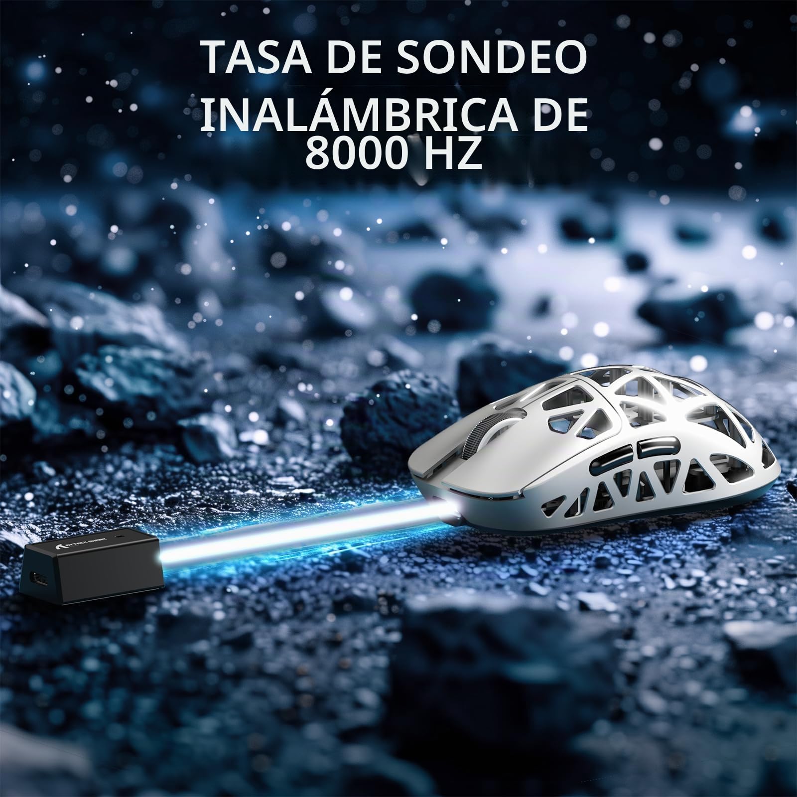 ATTACK SHARK R2PRO 45g Superlight Ratón de Aleación de Magnesio, Sensor PixArt PAW3950, 42000DPI Ultraligero Mouse, 8000Hz Sondeo inalámbrico, Cableado/2,4G/BT, con Cable en Espiral, PC/Mac, Blanco