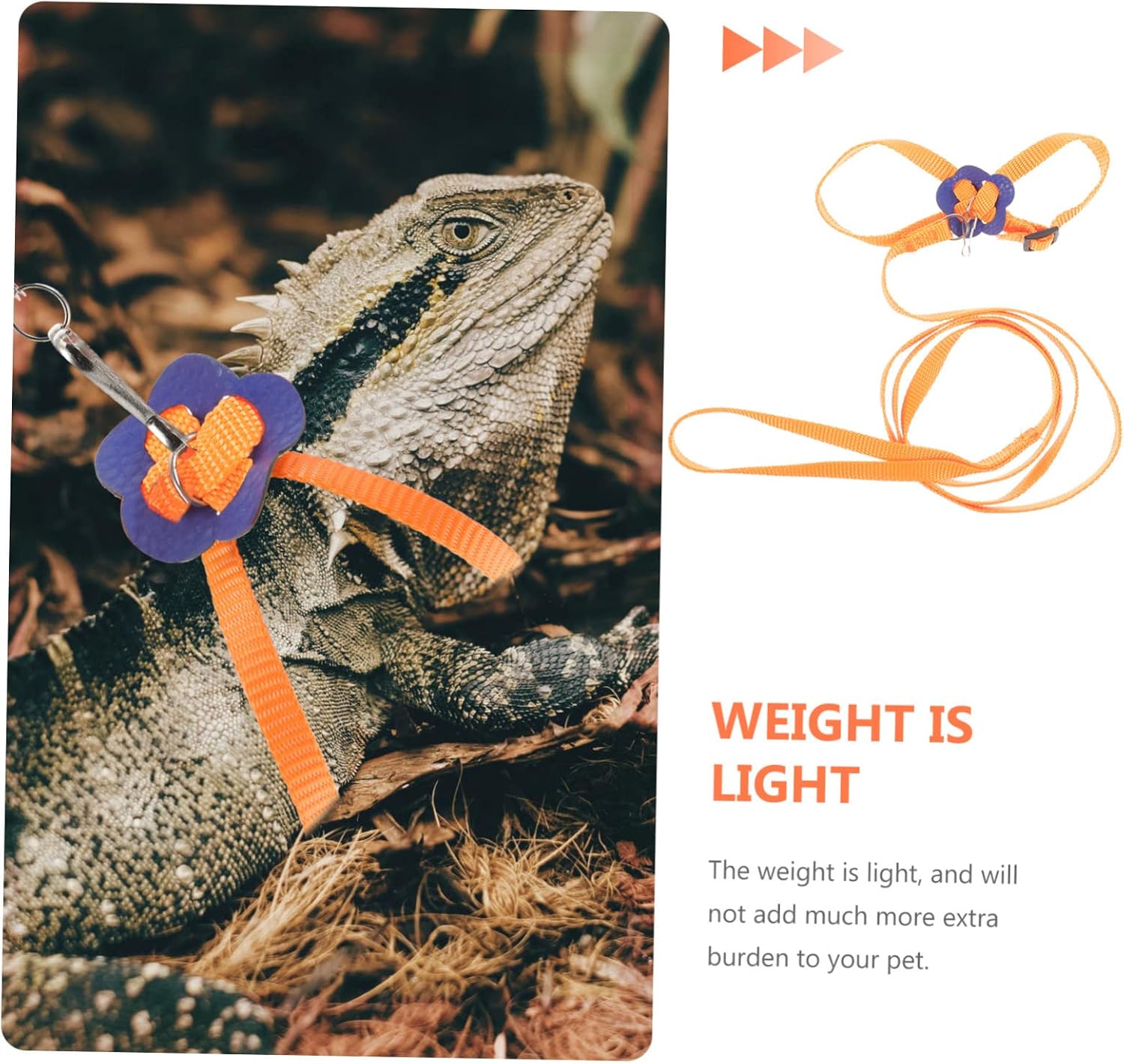 Levemolo Pet Traction Harness for Lizards Crawler Leash for Small Pets Comfortable and Lightweight for Outdoor Adventures Orange