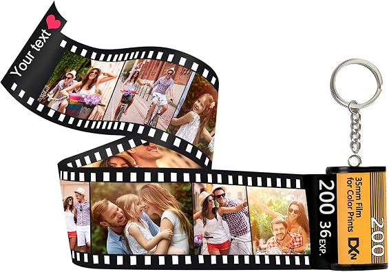 Amlion Personalized Custom Photo Picture Camera Film Roll Keychains with Photo Reel Album, Personalized Gifts with MultiPhoto