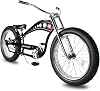 MICARGI 26 Vancouver Complete Cruiser Bike 1 Speed Low Handlebar Stretch Steel Frame Fat Tire Adult Beach Cruiser Chopper Bike BK-Polish1-SpeedLo Handlebar