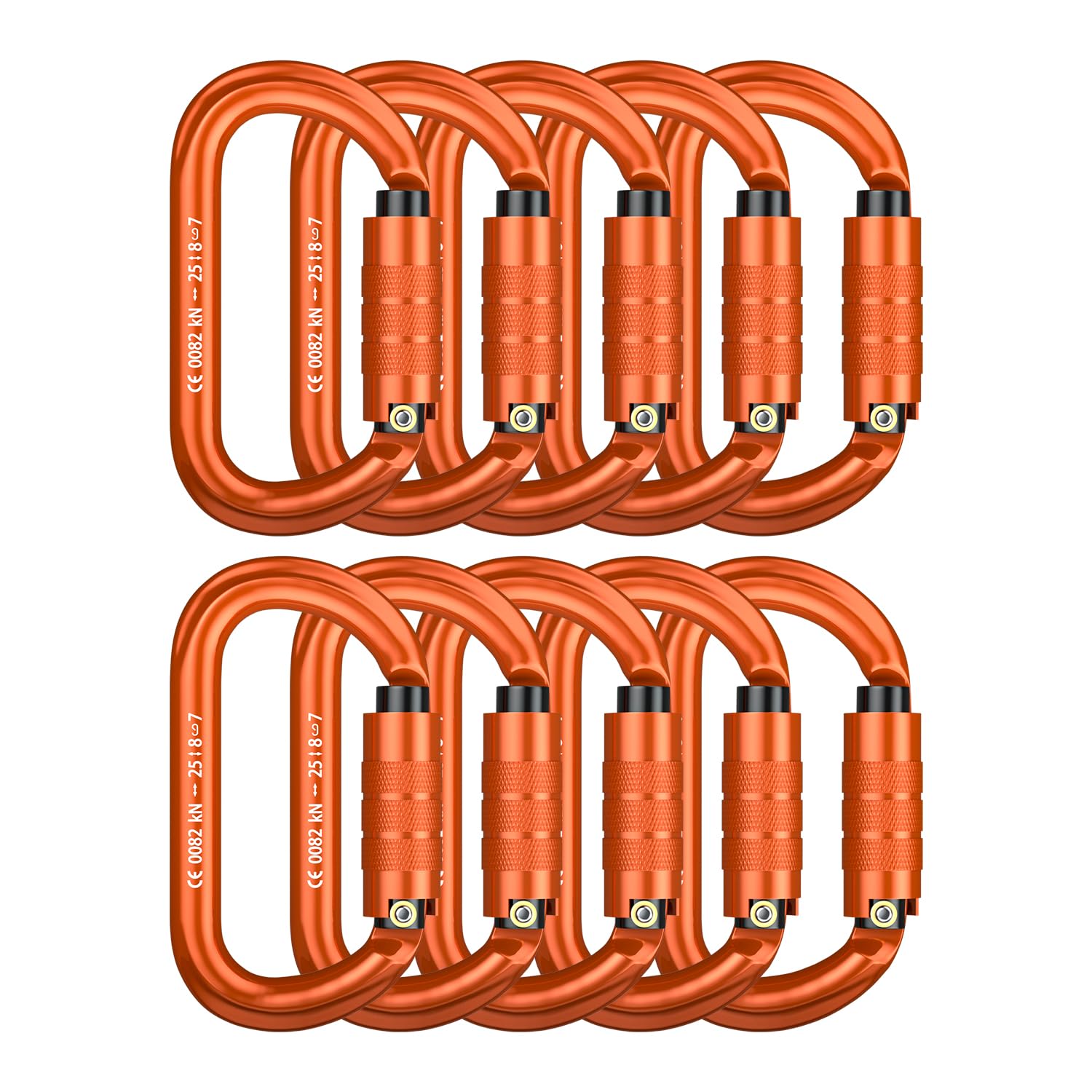 Kletterkarabiner mit automatischer Verriegelung, professionelle UIAA-zertifiziert, 25 KN (5500 lbs), Karibeaner, für Abseilen, Schaukelrettung, Fitnessstudio, etc., große Karabiner