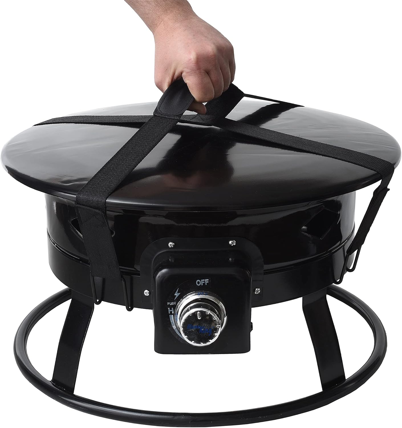 Flame King Outdoor Portable Propane Gas 19" 58K BTU Fire Pit Bowl with Self Igniter, Cover, and Carry Straps for RV, Camping, Backyard : Patio, Lawn & Garden
