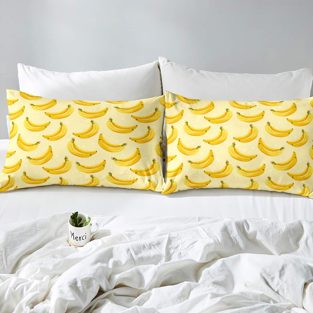 Banan Comforter zestaw pokrowców dla dzieci chłopców dziewcząt nastolatków tropikalne owoce żółte lato poszwa na kołdrę lekka poszewka na kołdrę z mikrofibry dekoracja 3 szt. pościel z 2 poszewkami na poduszkę King