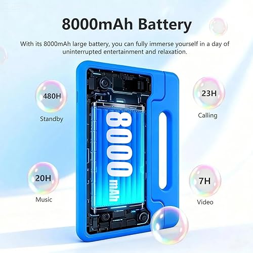Miniatura 6 de NRKDUBQ Tablet infantil de 11 pulgadas Android 15 20GB + 128GB Octa-Core 8000mAh tableta Todder con funda a prueba de caídas, control parental, WiFi