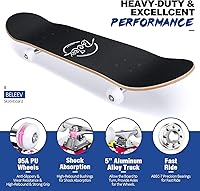 Vista 26 de BELEEV Patinetas para principiantes, 31 x 8 pulgadas, patineta completa para niños, adolescentes y adultos, 7 capas de arce canadiense doble patada
