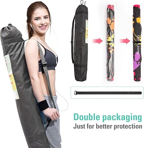 Miniatura 6 de Alfombrilla de goma grande para hacer ejercicio, para el gimnasio en casa, diseño ovalado, antideslizante, para protección de suelo y cuerda