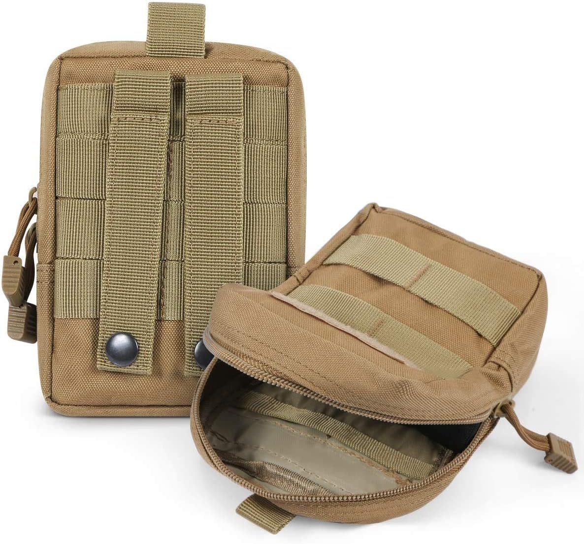 RubRab Molle Tactical Pouch for Belts Vests Backpacks Utility Gear Accessories Attachments Pocket Bag Outdoor Hiking Climbing Pack with Free USA Flag Patch (Regular, Brown Bag) : Sports & Outdoors
