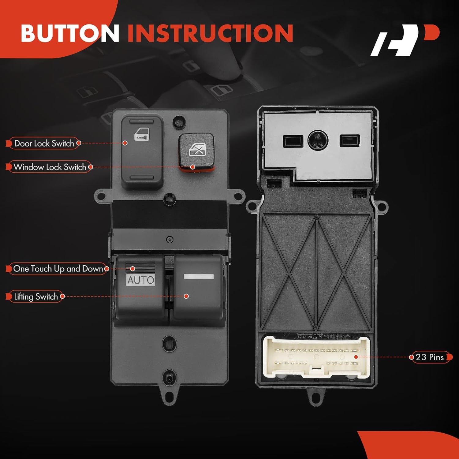 A-Premium Front Driver Side Master Power Window Switch Compatible with Honda Accord 2005 2006 2007 Coupe, Fit LX Submodel Only, Replace# 35750SDNA03, 35750SDNA04