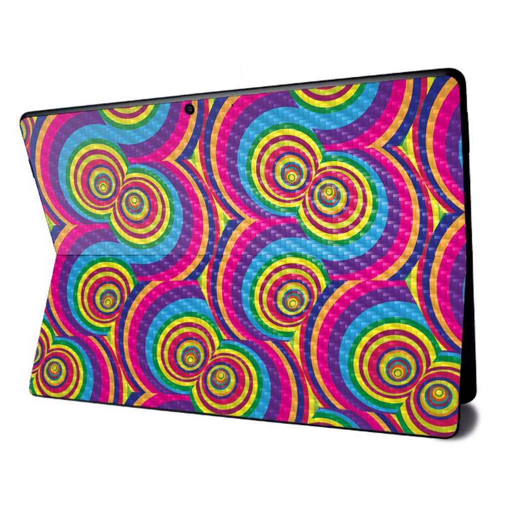 MightySkins Carbon Fiber Skin for Microsoft Surface Pro X - Groovy 60s | Textured Carbon Fiber Finish | Easy to Apply, Remove, and Change Styles | Made in The USA
