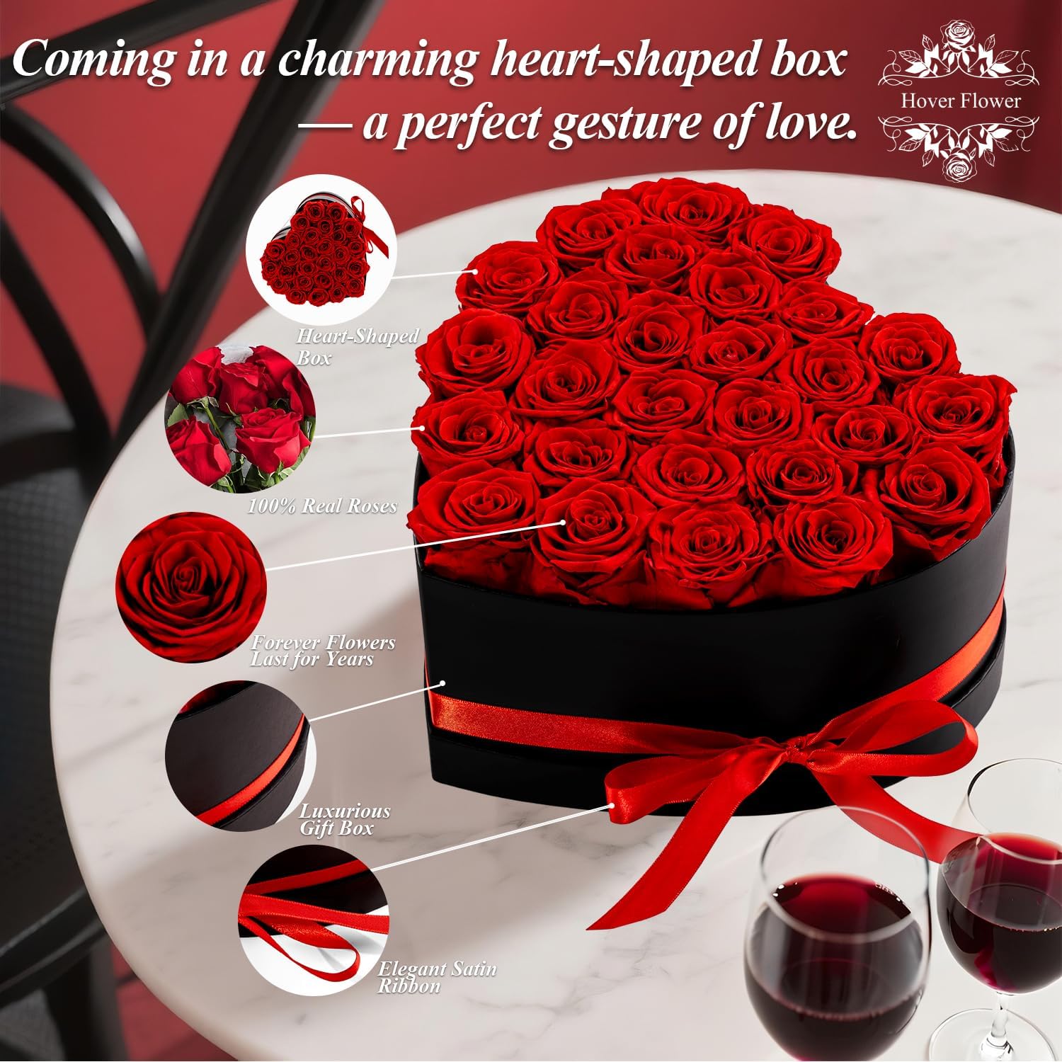 27 Forever Preserved Flowers in a Box, Vanlentines Day Gifts for Her, Eternal Roses Flowers for Delivery Prime, Birthday Gifts for Women Mom Grandma Wife (Red) - Image 3