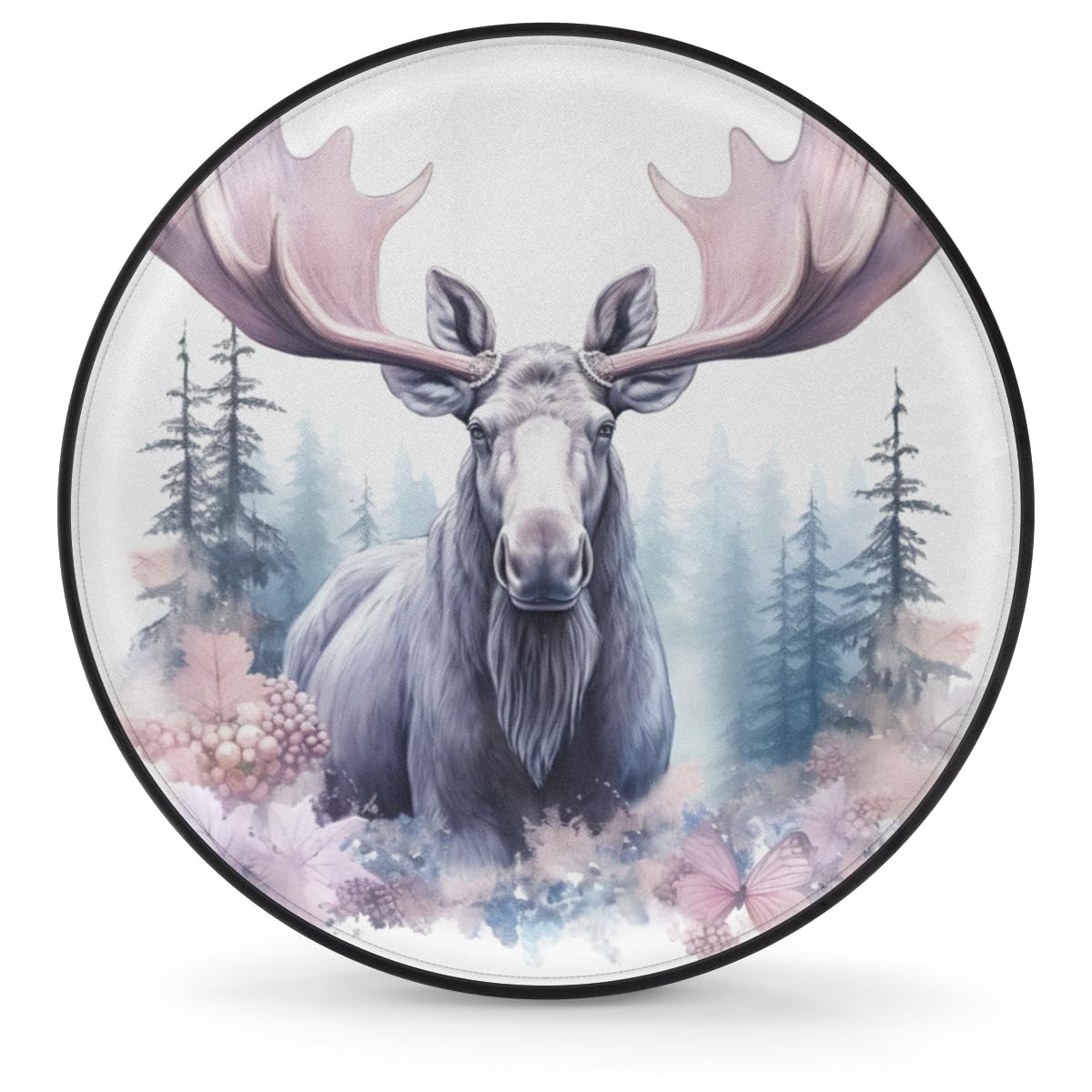 Spare Tire Cover for RV Trailer, Moose Deer Nature Tire Covers Universal Fit for Travel Trailer Camper Jeep RV SUV Truck Waterproof Wheel Cover (15 inch for Diameter 27” - 29”)