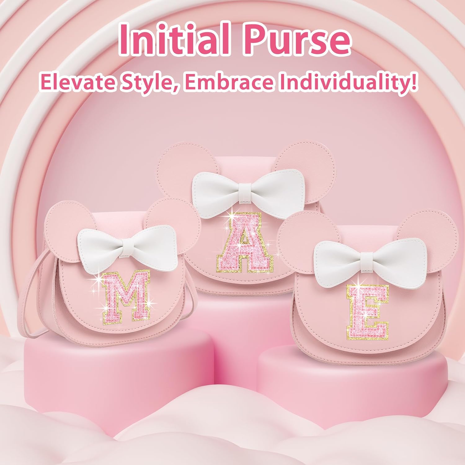 Birthday Gifts for 3 4 5 6 7 8 Year old Girl Initial Toddler Girls Purse Kids Purse for Girls Toddler Girl Gifts Stuff Pink-pink Glittering E - Image 5