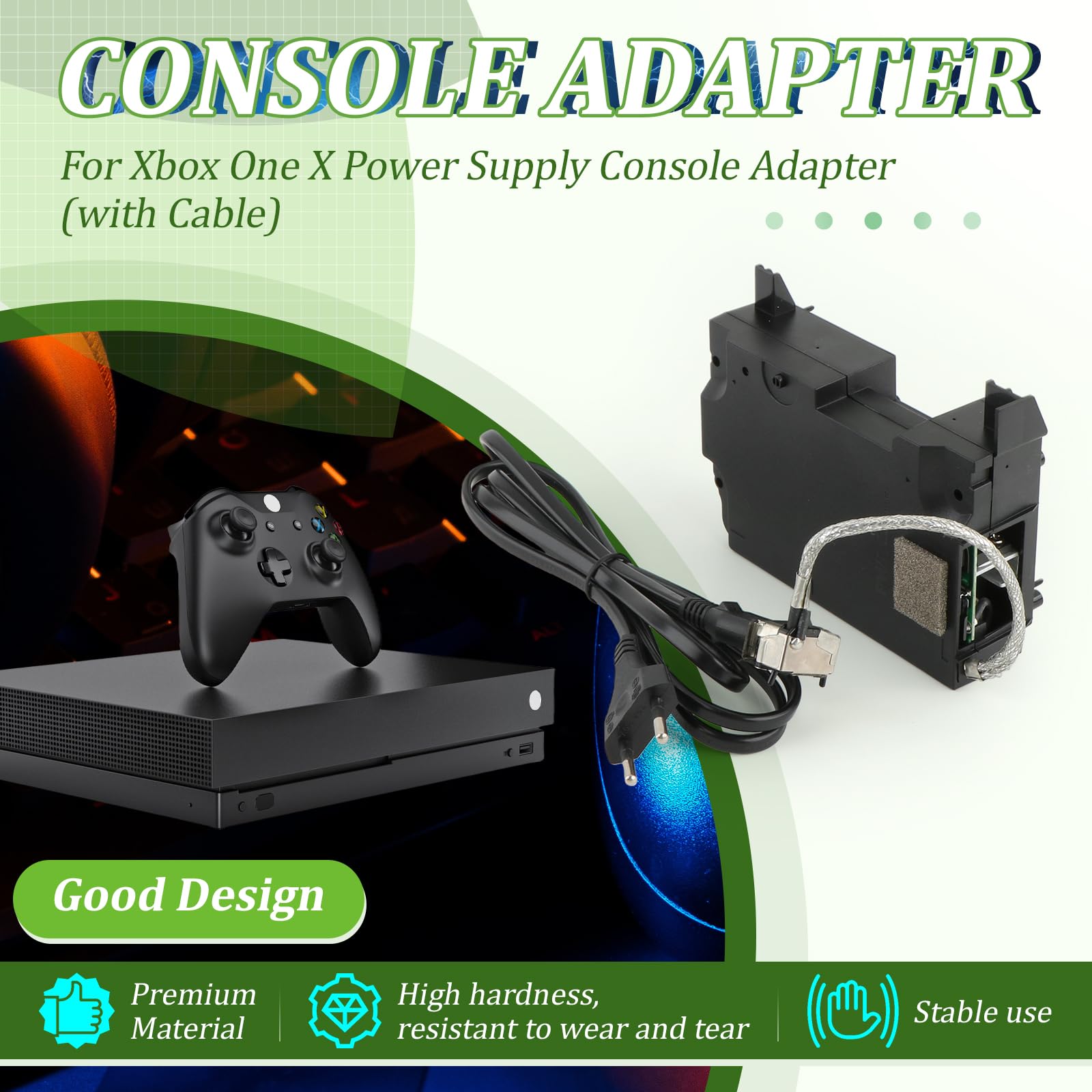RongZy Für Xbox One X Netzteil Ersatz für One X Interne Netzteil Stromquelle mit AC-Adapter Konsolenzubehör mit Reparaturwerkzeuge