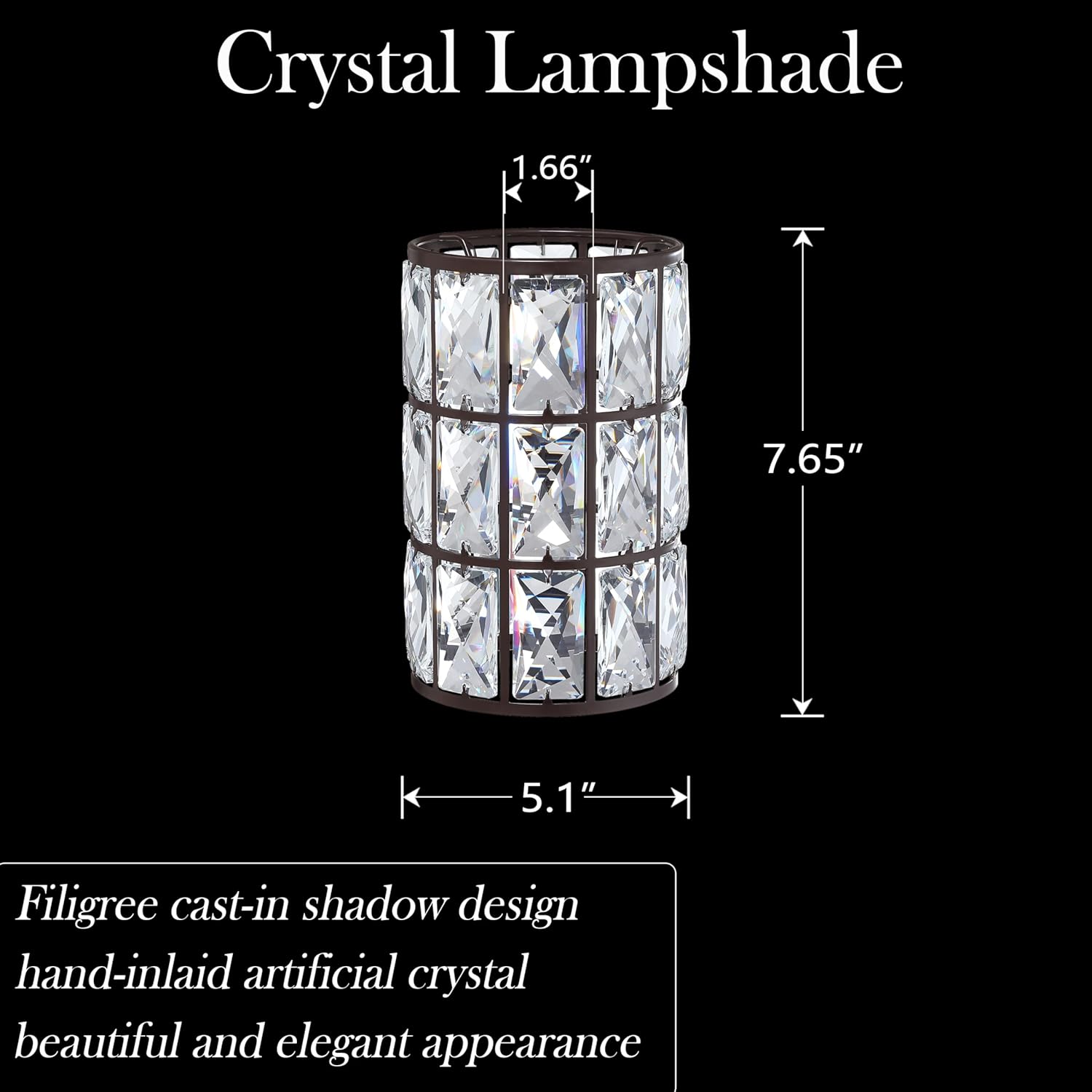 Doraimi Lighting 3 Pack Polyhedral Crystal Metal Pendant Ceiling Chandelier Wall Sconce Lamp Replacement Cover Shade Fixture Oil Rubbed Bronze Finish,1.66" Fitter Size,7.7" High*5.1" Diameter