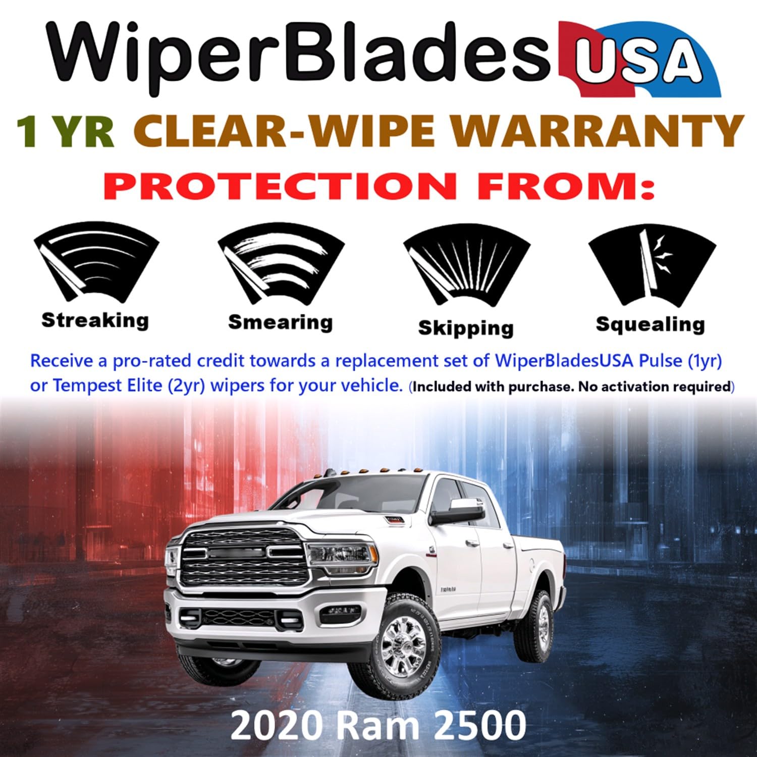 WiperBladesUSA Wiper Blades Set w/ 1yr - Key Features