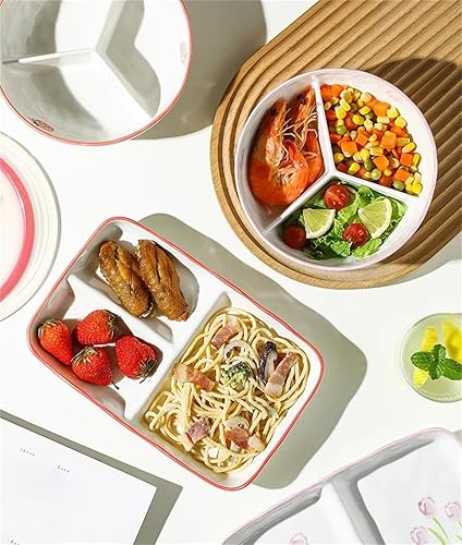 Miniatura 5 de Bandeja de almuerzo de cerámica con compartimento profundo para cafetería, control de porciones y platos llanos para pérdida de peso, 7 pulgadas