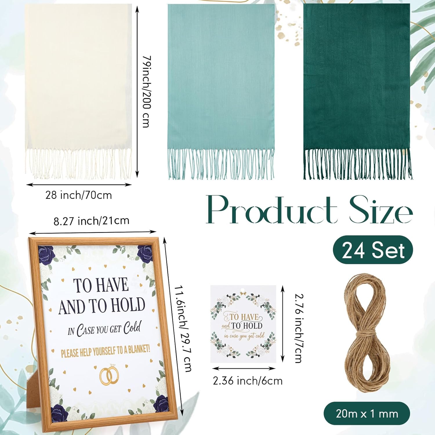 Hercicy 24 Pack Wedding Pashmina Shawls and Wraps Bulk 79 x 28 Inch with Wedding Sign and Cards Women Scarf Bridal Shawls Gifts for Guests Bridal Baby Shower Birthday Beach Outdoor Party