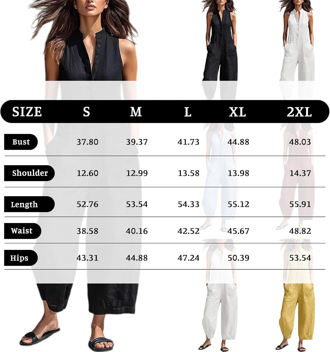 Womens Linen Jumpsuits Stand Collar Sleeveless Button Down Casual Jumpsuit Wide Legs Rompers Overalls Vacation Outfits