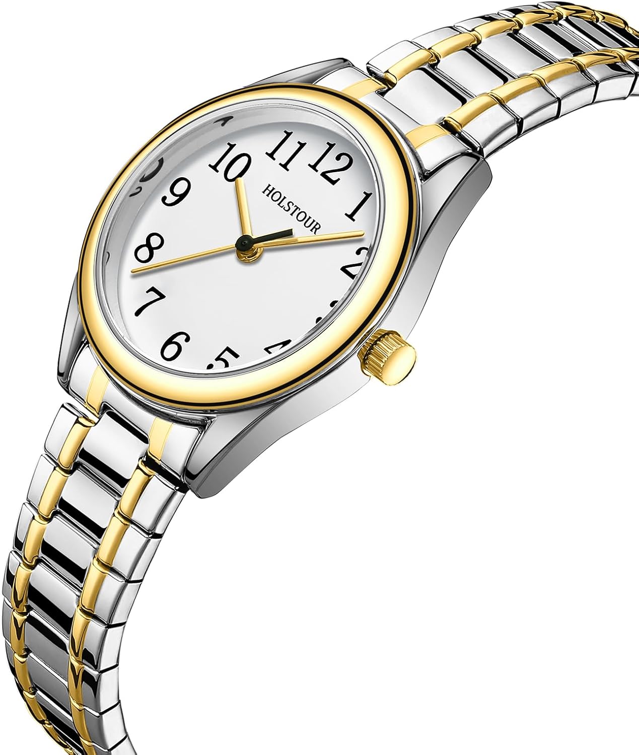 Gold Watches for Women Easy Reader Watch,with Stainless Steel Expansion Band, 30M Resistant. - Image 2