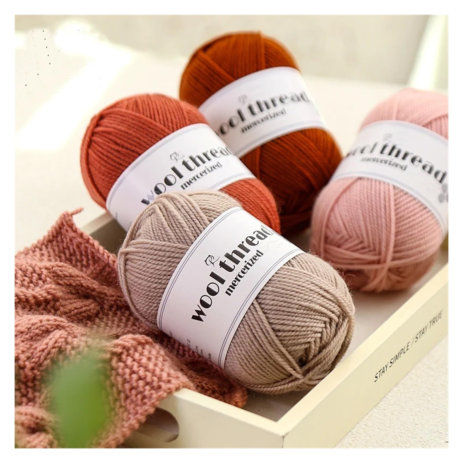 Hilo para ganchillo 6 piezas 300g hilo de lana hecho a mano otoño e invierno cálido suéter sombrero bufanda bola(17 Green Beans)