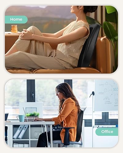 Vista 21 de Snailax Masajeador de espalda con calor, cojín de asiento de masaje Shiatsu, 8 nodos flexibles de masaje para silla de masaje de espalda completa