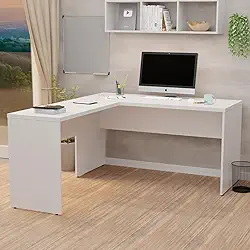 Mesa De Canto Em L Para Escritório 1.60x1.50 Tampo 30mm (Branco)