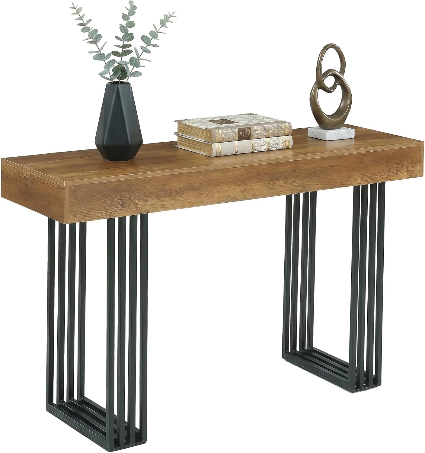 LITTLE TREE 63" Bar Table, Bar Height Table with 39.37" High Metal Frame, Industrial Counter Height Table for Coffee Shop, Bistro, Living Room (No Chair)