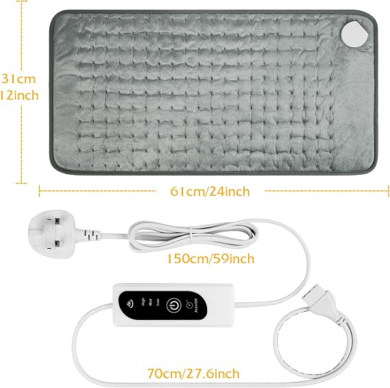 DIZA100 Heating Pad with Auto Shut Off, Fast Heating Technology, Machine Washable, Soft Flannel Safe Electric Heat Pad for Body Relaxation