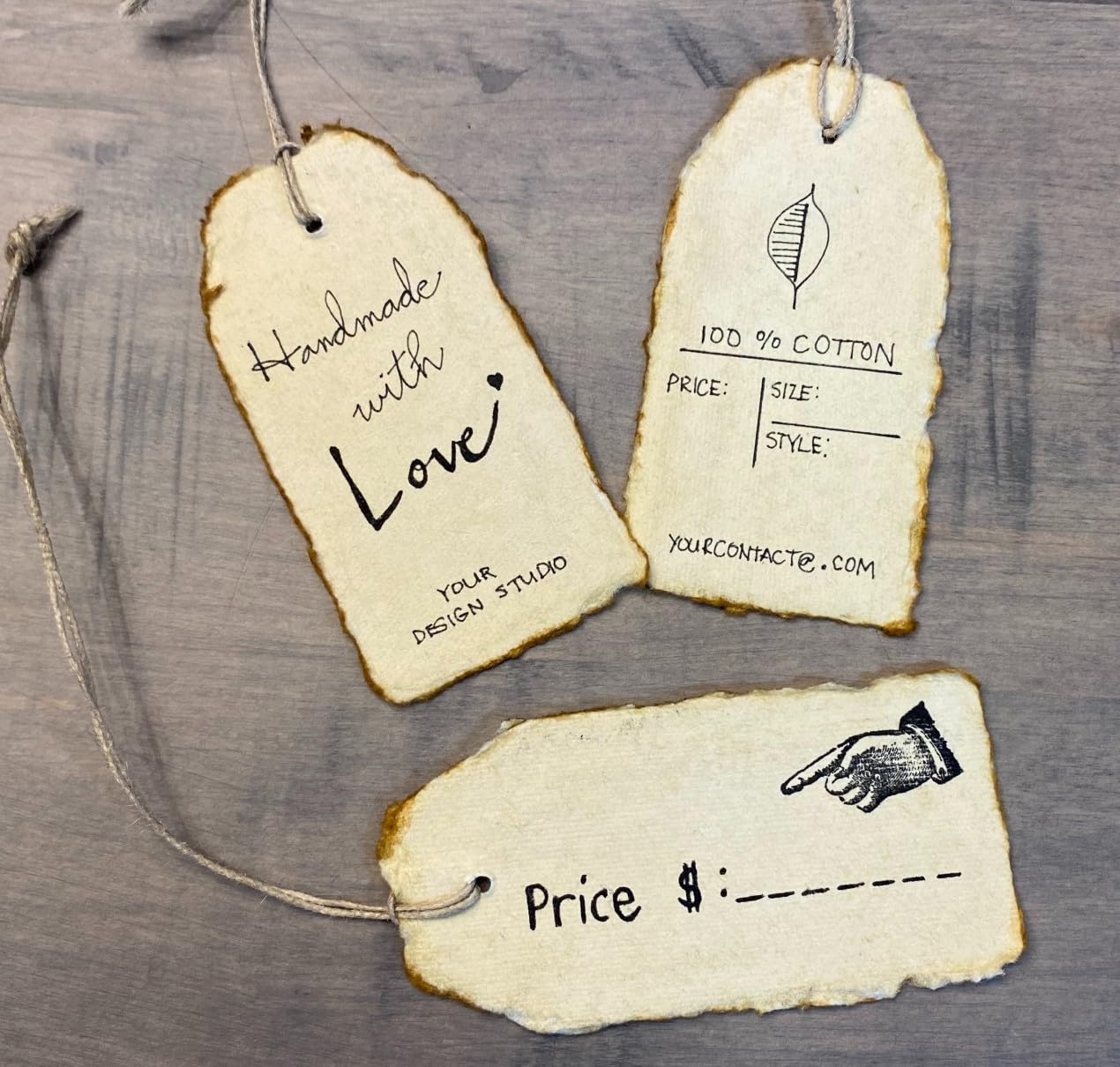 Wanderings Handmade Vintage Deckle Edge Tags with String, 9.5 x 4.5 cm Only, Pack of 25, Ideal for Price or Gift Tags Arts - Image 3