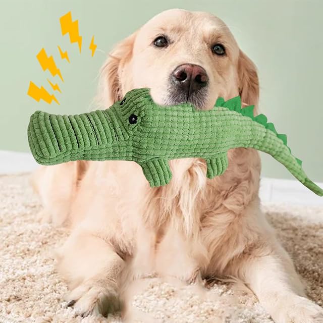 Foto 2 de 8 de Teksome de Peluche para Perro de cocodrilo, muñeca chillona de para Perro, Interactivo para Masticar Perros