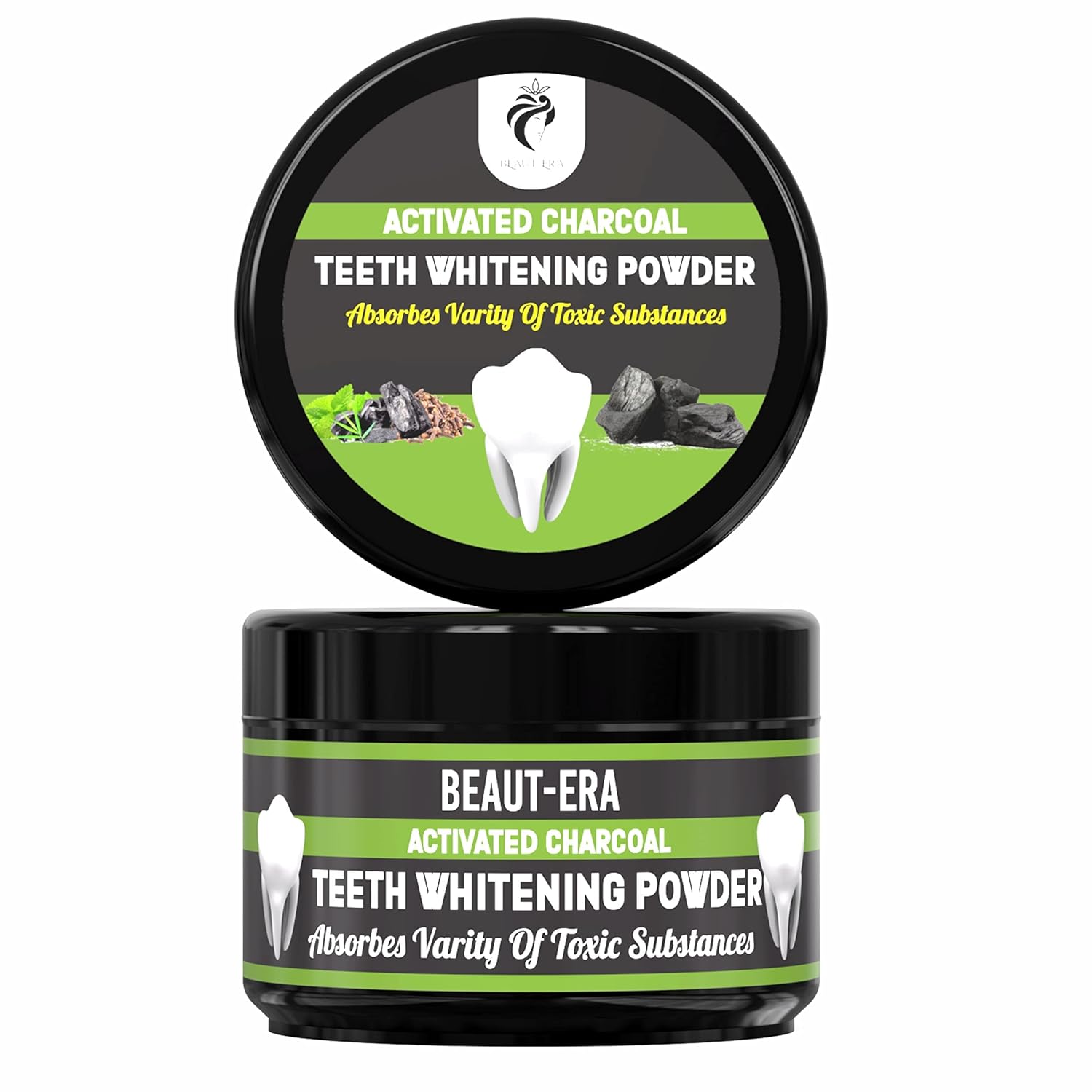 BEAUTERA Activated Charcoal Teeth Whitening Powder, Enamel Safe Teeth