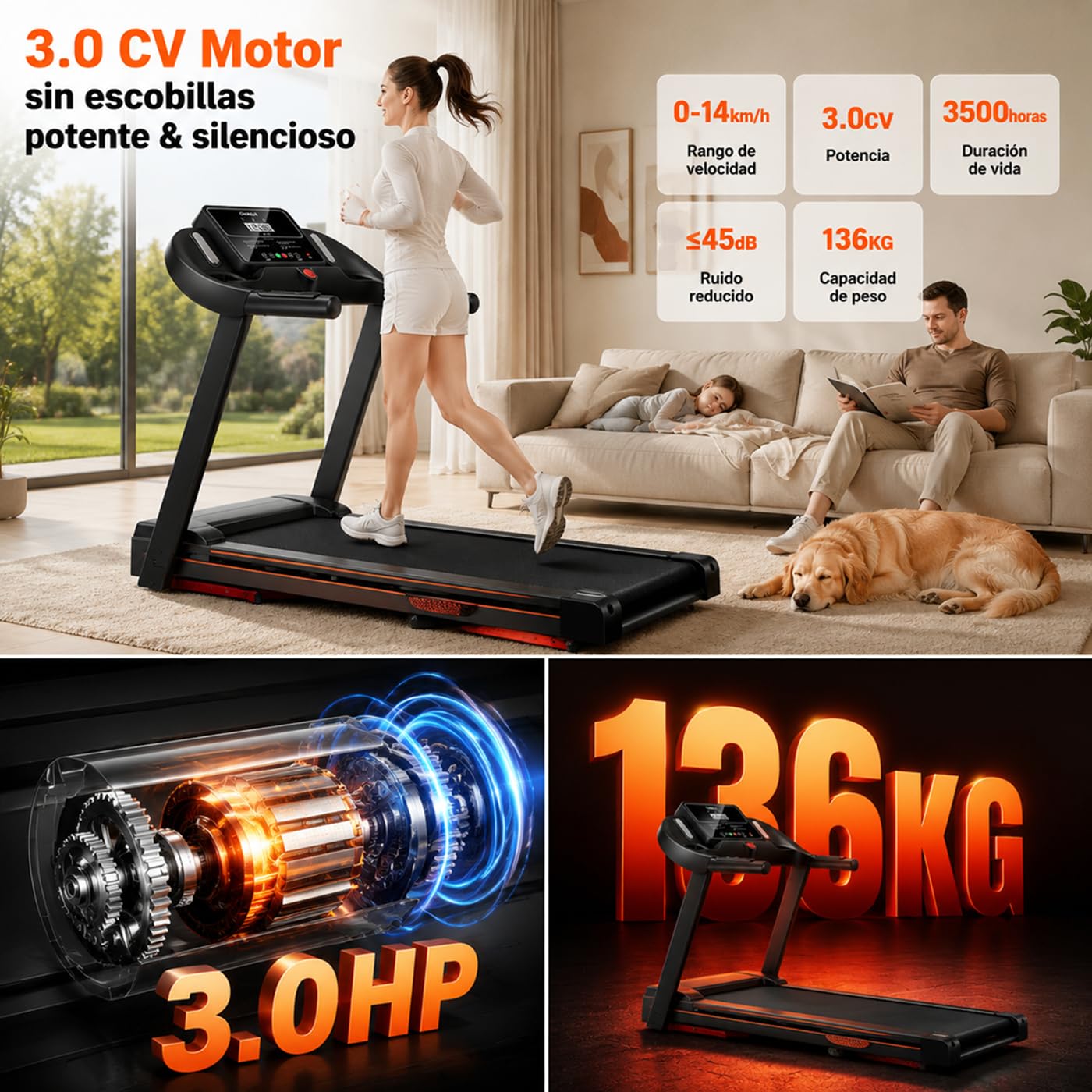Tapis Roulant Pieghevole da Casa 14KM/H, Inclinazione Manuale 15%,Tapis Roulant Elettrico Silenzioso 3.0HP, 12+3 Programmi Fitness, Ammortizzazione Multistrato, Sensore Cardiaco