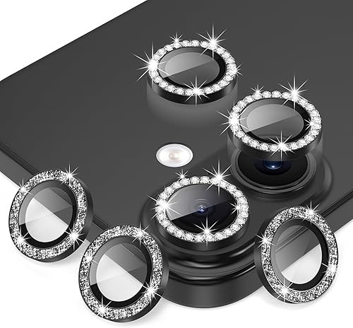 Miniatura 65 de AGVEE 3+3 6 Pack para iPhone 12 Pro Max de 6.7" Protector de lente de cámara, anillo metálico Bling Diamond y Bling Glitter, película de cubierta de