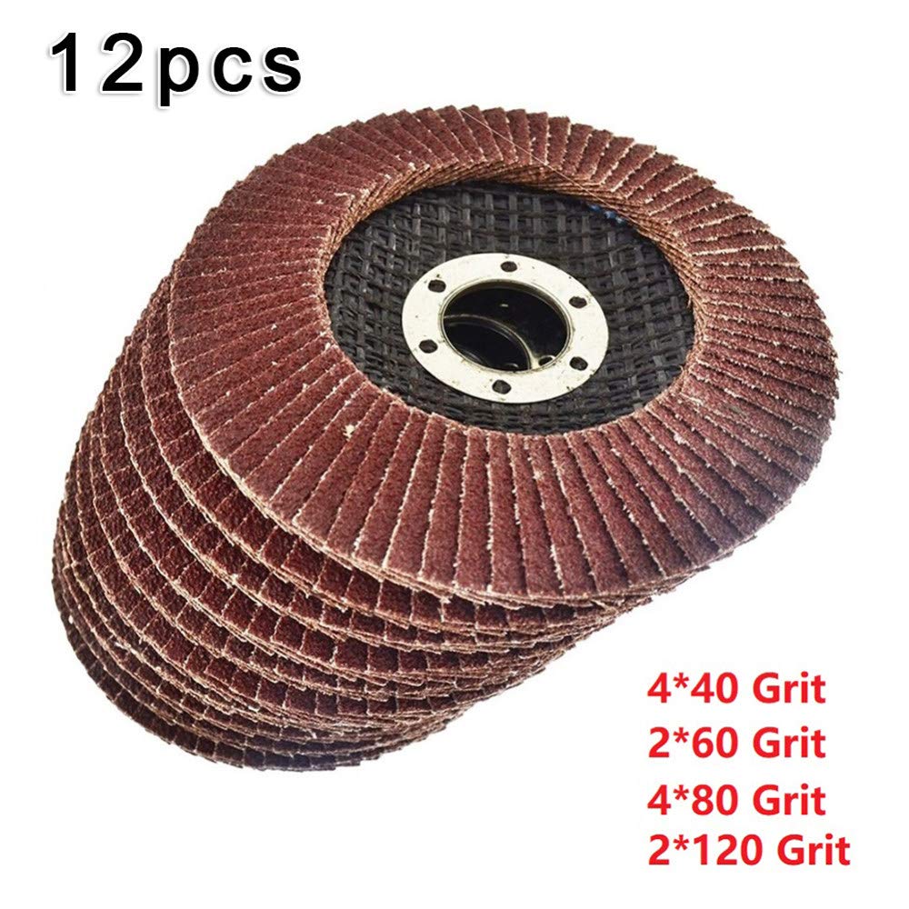 Rueda de Pulido, 12 Piezas de 4,5 Pulgadas Y 115 Mm, Discos Abrasivos Planos para Amoladora Angular, Discos de Lijado, Metal, Plástico, Madera, Abrasivo/China